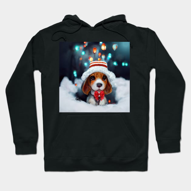 Christmas beagle puppy - beautiful winter snowy dog Hoodie by Design-by-Evita